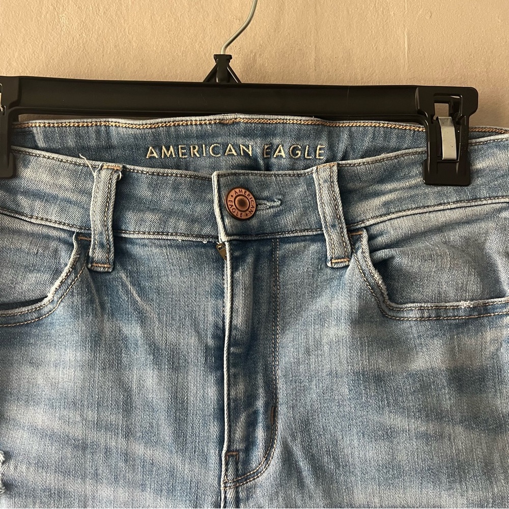 American Eagle Distressed Hi Rise Jeggings Size 8 X-Long - Picture 3 of 7